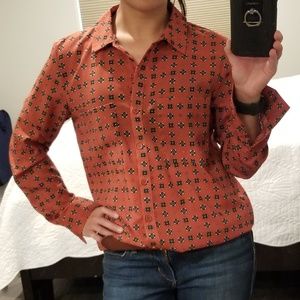 Olive & Oak Printed Long Sleeve Blouse, XS, New